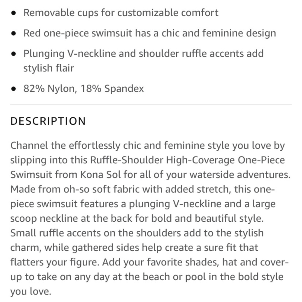 Kona Sol Ruffle Shoulder High Coverage Swimsuit - Picture 15 of 15